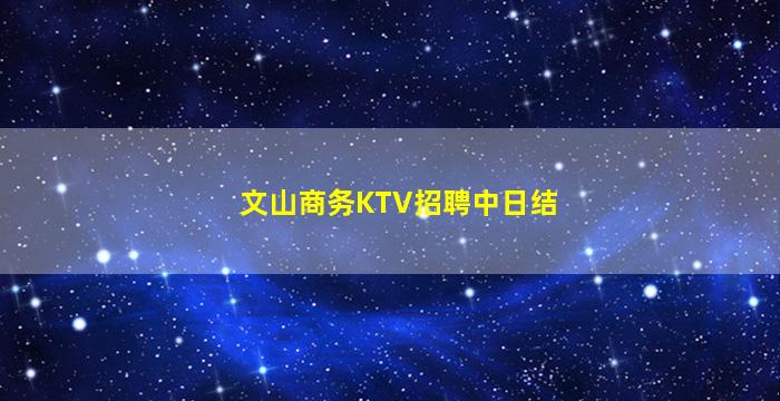 文山商务KTV招聘中日结